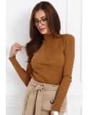 Bluza cu guler cu nervuri, caramel 0329 - Magazin online - Boutique